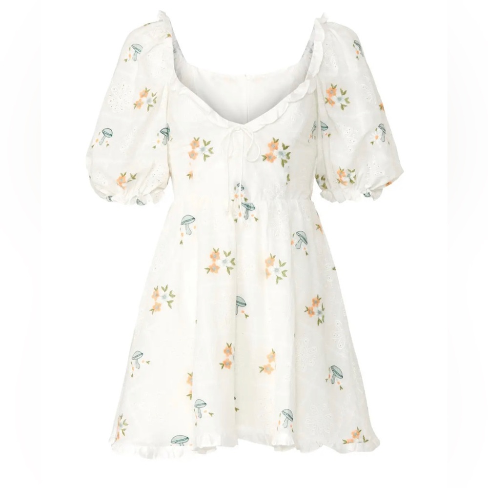 For Love & Lemons Yolonda Puff Sleeve Mini Dress XL